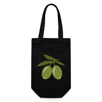 olive - Geschenkbeutel für Flaschen - Schwarz - Vorne