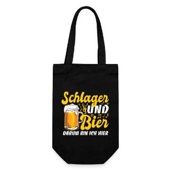 Schlager & Bier - darum bin ich hier - Musik - Geschenkbeutel für Flaschen - Schwarz - Vorne
