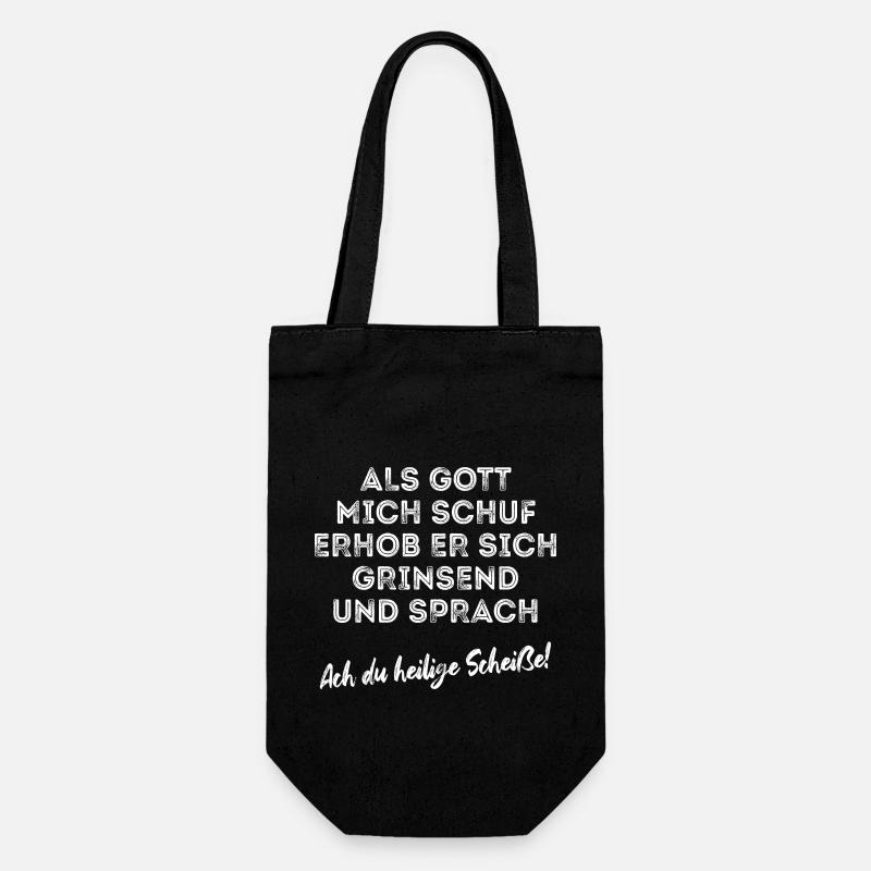 Als Gott mich schuf - Optimismus - Spruch - Geschenkbeutel für Flaschen - Schwarz
