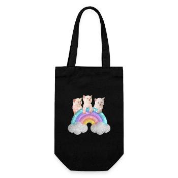 Kawai Colorful Rainbow Cat kitten lovers Kitty - Gift Bag for Bottles - black - Front
