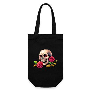 8Bit Skull - Red eyes - Gift Bag for Bottles - black - Front