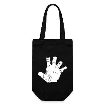 Hands off! Finger weg! Hand - Geschenkbeutel für Flaschen - Schwarz - Vorne