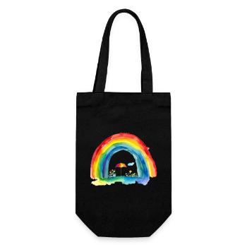 Regenbogen - Geschenkbeutel für Flaschen - Schwarz - Vorne