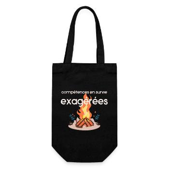 Compétences en survie camping cadeau humour drôle - Sac à bouteille - noir - Devant