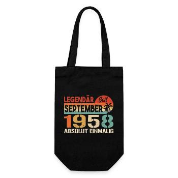 1958 September Vintage Geburtstagsgeschenk 1958 - Geschenkbeutel für Flaschen - Schwarz - Vorne