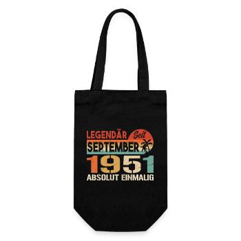 1951 September Vintage Geburtstagsgeschenk 1951 - Geschenkbeutel für Flaschen - Schwarz - Vorne
