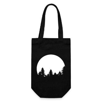 Moon, Forest, Trees, Nature, Shadow, Evening, Tranquility Symbol - Gift Bag for Bottles - black - Front