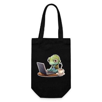 Gecko Home Office Coffee Laptop Funny Shirt - Gift Bag for Bottles - black - Front