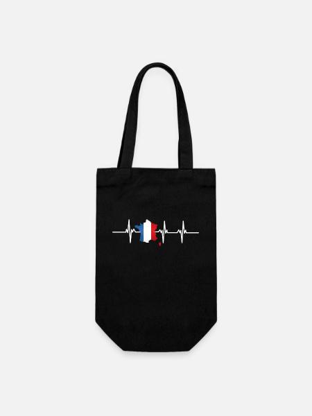 Heartbeat Frankreich - Geschenkbeutel für Flaschen - Schwarz