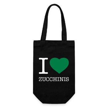 I LOVE ZUCCHINIS - Geschenkbeutel für Flaschen - Schwarz - Vorne