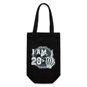 I'm 28 plus 1 middle finger Skull funny 29th - Gift Bag for Bottles - black - Front