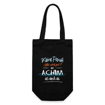 Achim - Keine Panik. Alles wird gut - Geschenkbeutel für Flaschen - Schwarz - Vorne