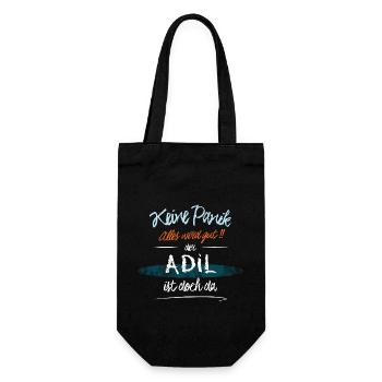 Adil - Keine Panik. Alles wird gut - Geschenkbeutel für Flaschen - Schwarz - Vorne