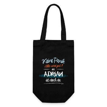 Adrian - Keine Panik. Alles wird gut - Geschenkbeutel für Flaschen - Schwarz - Vorne