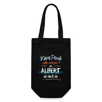 Albert - Keine Panik. Alles wird gut - Geschenkbeutel für Flaschen - Schwarz - Vorne
