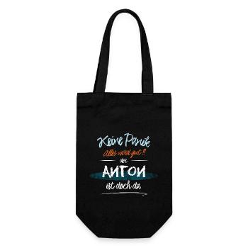 Anton - Keine Panik. Alles wird gut - Geschenkbeutel für Flaschen - Schwarz - Vorne