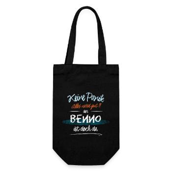 Benno - Keine Panik. Alles wird gut - Geschenkbeutel für Flaschen - Schwarz - Vorne