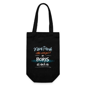 Boris - Keine Panik. Alles wird gut - Geschenkbeutel für Flaschen - Schwarz - Vorne