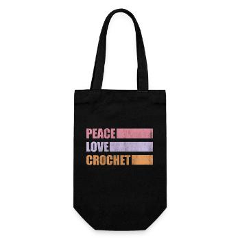 Peace Love Crochet - Great Idea for Crocheter love - Sac à bouteille - noir - Devant