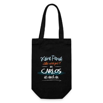 Carlos - Keine Panik. Alles wird gut - Geschenkbeutel für Flaschen - Schwarz - Vorne