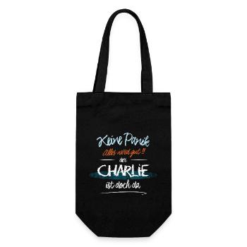 Charlie - Keine Panik. Alles wird gut - Geschenkbeutel für Flaschen - Schwarz - Vorne