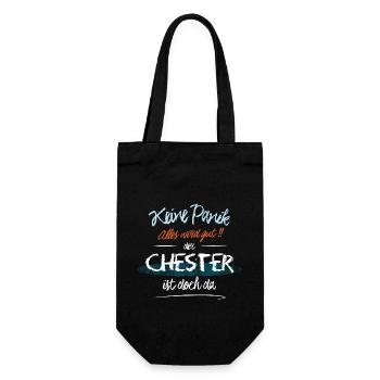Chester - Keine Panik. Alles wird gut - Geschenkbeutel für Flaschen - Schwarz - Vorne