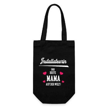 Installateurin Beste Mama Muttertag Geburtstag - Geschenkbeutel für Flaschen - Schwarz - Vorne