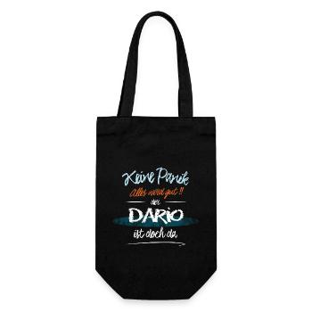 Dario - Keine Panik. Alles wird gut - Geschenkbeutel für Flaschen - Schwarz - Vorne