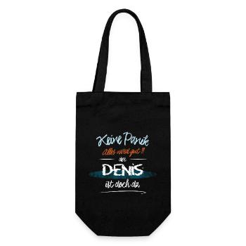 Denis - Keine Panik. Alles wird gut - Geschenkbeutel für Flaschen - Schwarz - Vorne