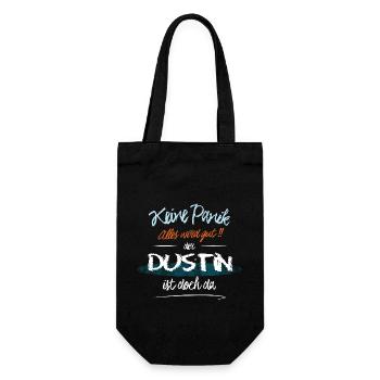 Dustin - Keine Panik. Alles wird gut - Geschenkbeutel für Flaschen - Schwarz - Vorne
