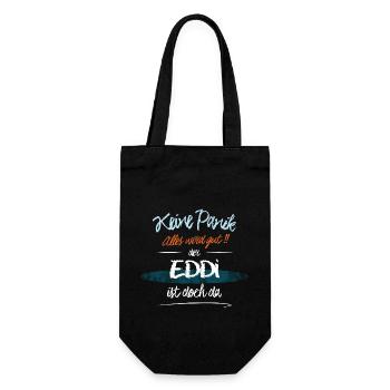 Eddi - Keine Panik. Alles wird gut - Geschenkbeutel für Flaschen - Schwarz - Vorne