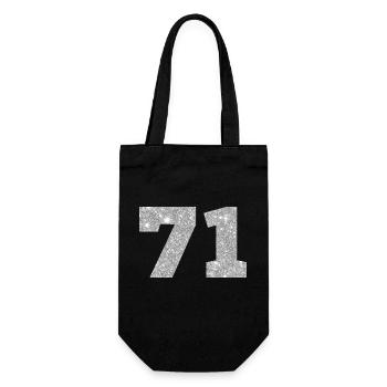 71 paillettes argenté - 71 anniversaire - Sac à bouteille - noir - Devant