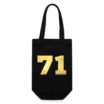 71 Gold Glitter - 71 Geburtstag - Geschenkbeutel für Flaschen - Schwarz - Vorne