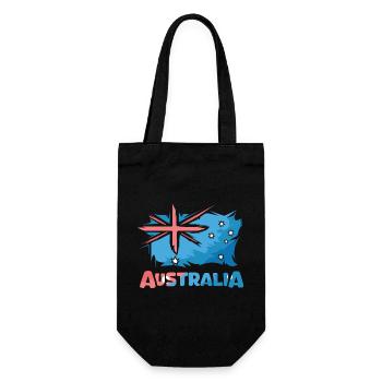 Australia Flag Comic Illustration Icon Logo - Gift Bag for Bottles - black - Front