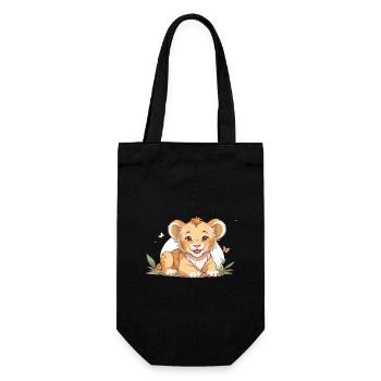 Lion cub with butterflies - Gift Bag for Bottles - black - Front