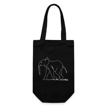 Elephant young, lineart - Gift Bag for Bottles - black - Front