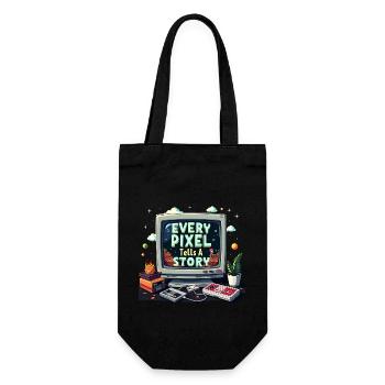 Every Pixel Tells a Story - Retro Gaming - Geschenkbeutel für Flaschen - Schwarz - Vorne