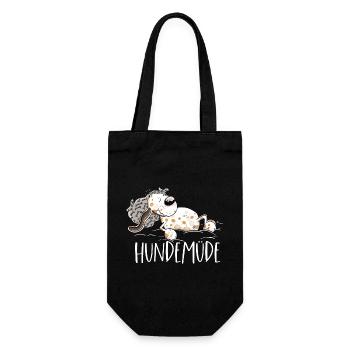 Hundemüde Hund Wortspiel - Geschenkbeutel für Flaschen - Schwarz - Vorne