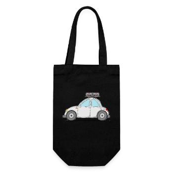 Auto mit Koffer auf dem Dach in Grau - Geschenkbeutel für Flaschen - Schwarz - Vorne