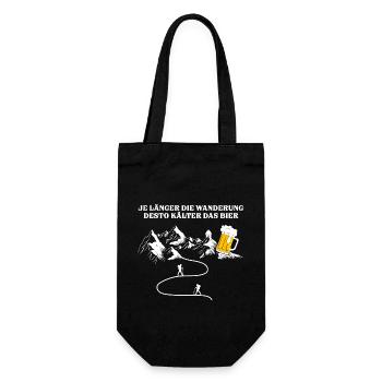 Je länger die Wanderung desto kälter das Bier - Geschenkbeutel für Flaschen - Schwarz - Vorne