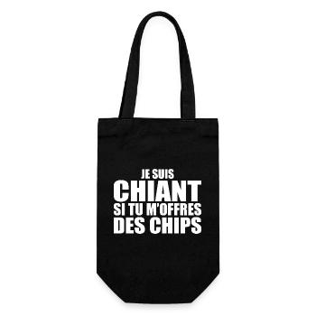 Mann, der liebt: Chips. Lustiger Design-Humor - Geschenkbeutel für Flaschen - Schwarz - Vorne