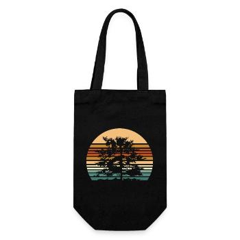 Forest illustration with retro colors vintage tree - Gift Bag for Bottles - black - Front