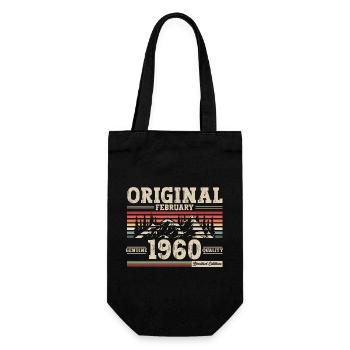 65th Birthday Gift Husband Original February 1960 - Gift Bag for Bottles - black - Front