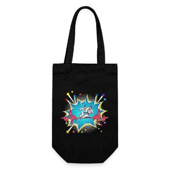 Lama Pop Art Comic Retro Herzschlag - Geschenkbeutel für Flaschen - Schwarz - Vorne