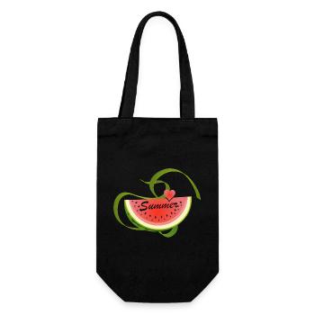 Morceau de pastèque avec police décorative -Été - Sac à bouteille - noir - Devant
