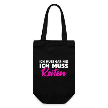 Ich Muss Gar Nix Ich Muss Reiten - Geschenkbeutel für Flaschen - Schwarz - Vorne