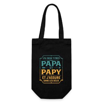 Deux Papa J'Ai et Papy Titres Grand Père - Sac à bouteille - noir - Devant