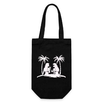 Silhouette style tropical beach night - Gift Bag for Bottles - black - Front
