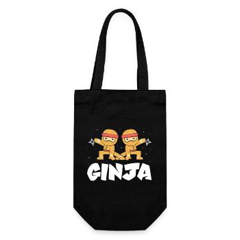 Lebkuchen Weihnachten Lebkuchenmann Gingerbread - Geschenkbeutel für Flaschen - Schwarz - Vorne