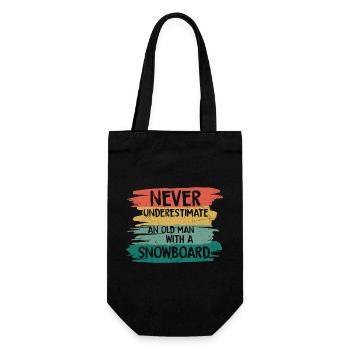 Never underestimate old snowboarder - Geschenkbeutel für Flaschen - Schwarz - Vorne